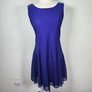 Vintage Molly Malloy Evening Dress Blue Green Sleeveless Strappy‎ Back Size 14